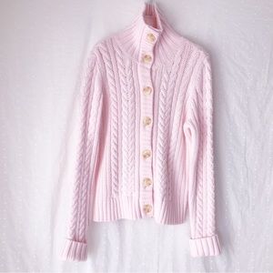 St. Johns Bay Women's Pink Chunky Knit Cardigan Sweater L